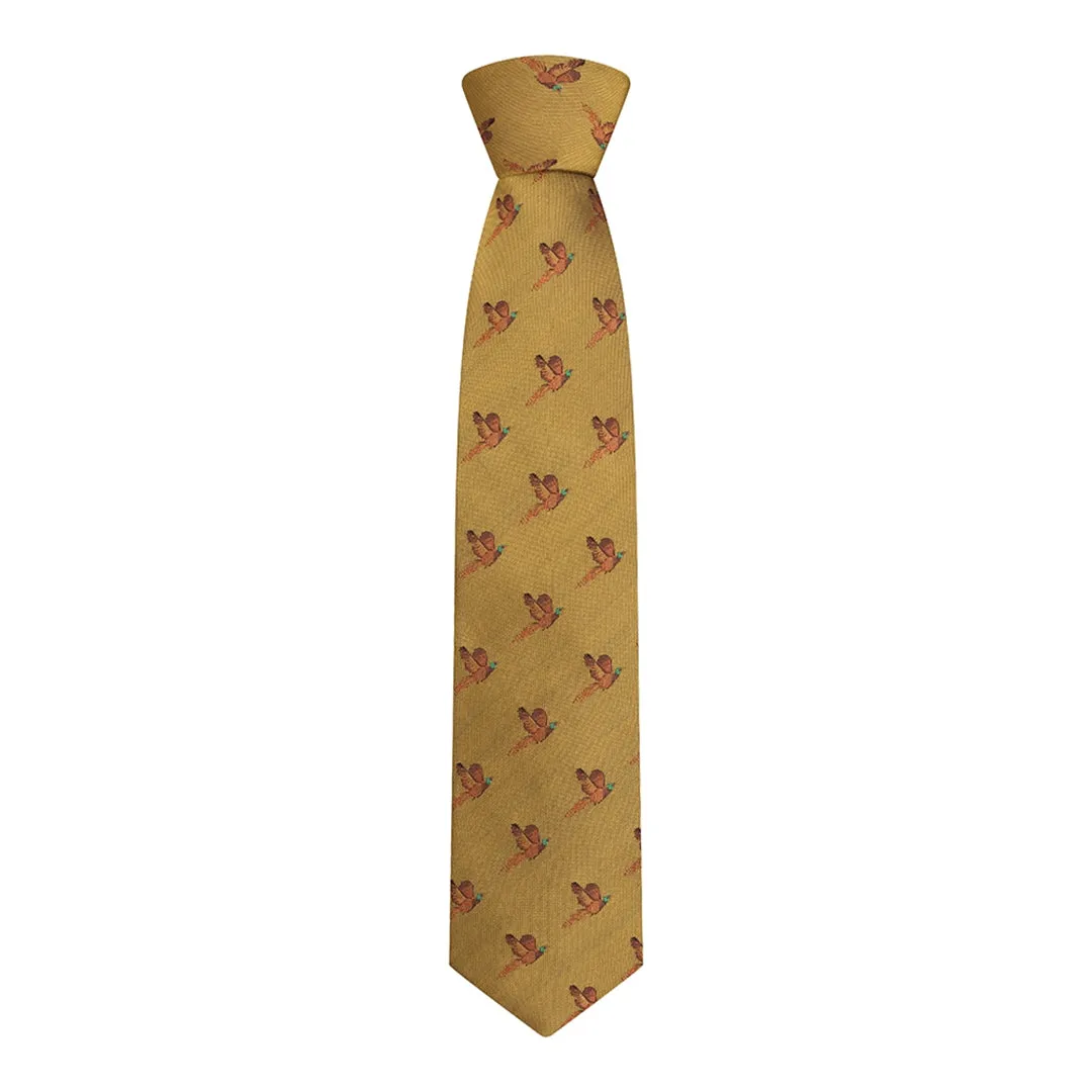 100% Silk Woven Pheasant Tie - Gold by Hoggs of Fife