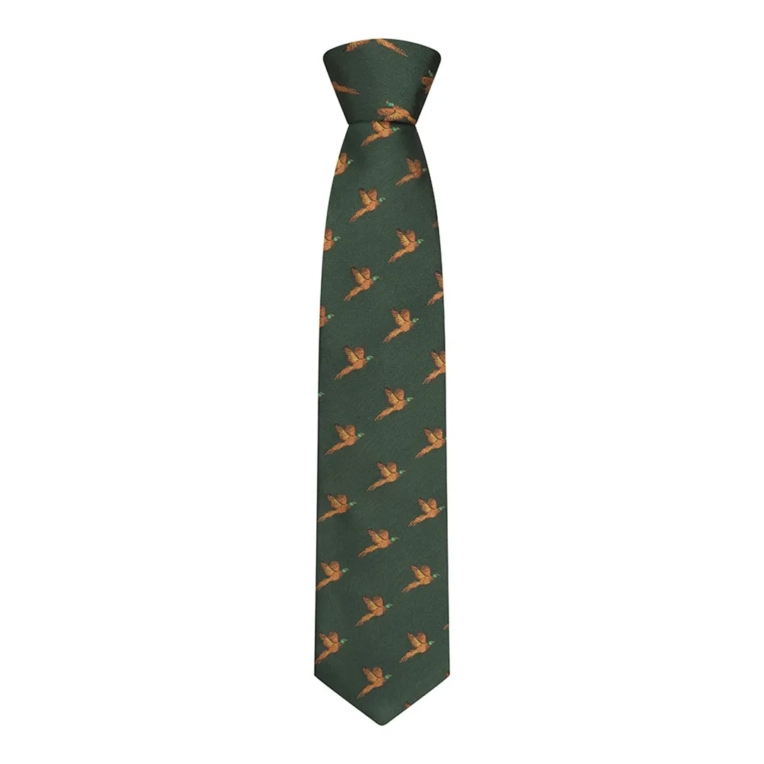 100% Silk Woven Pheasant Tie - Green by Hoggs of Fife