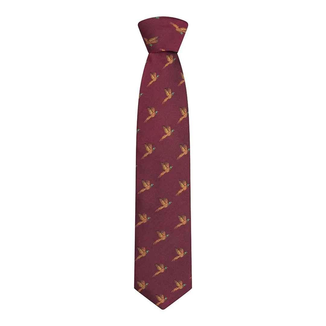 100% Silk Woven Pheasant Tie - Wine by Hoggs of Fife