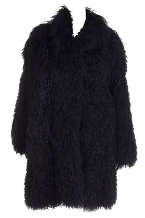 1995 Escada Couture Black Mongolian Lambswool Fur Coat