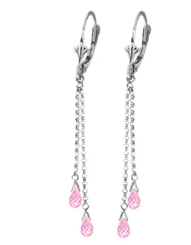 2.5 Carat 14K Solid Yellow Gold Chandelier Earrings Briolette Pink Topaz