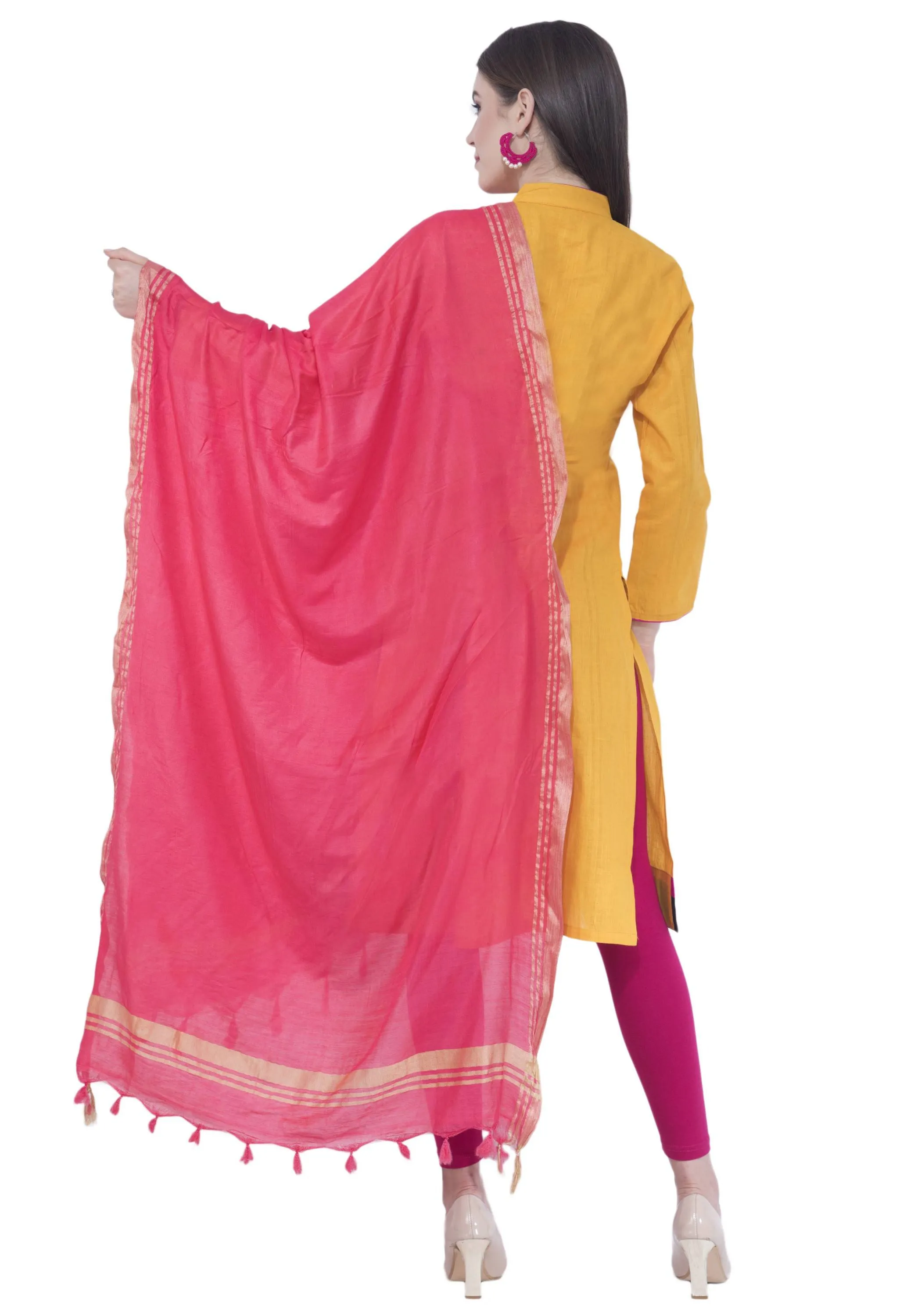 A R SILK Golden Color Fancy Silk Dupattas and Chunnis