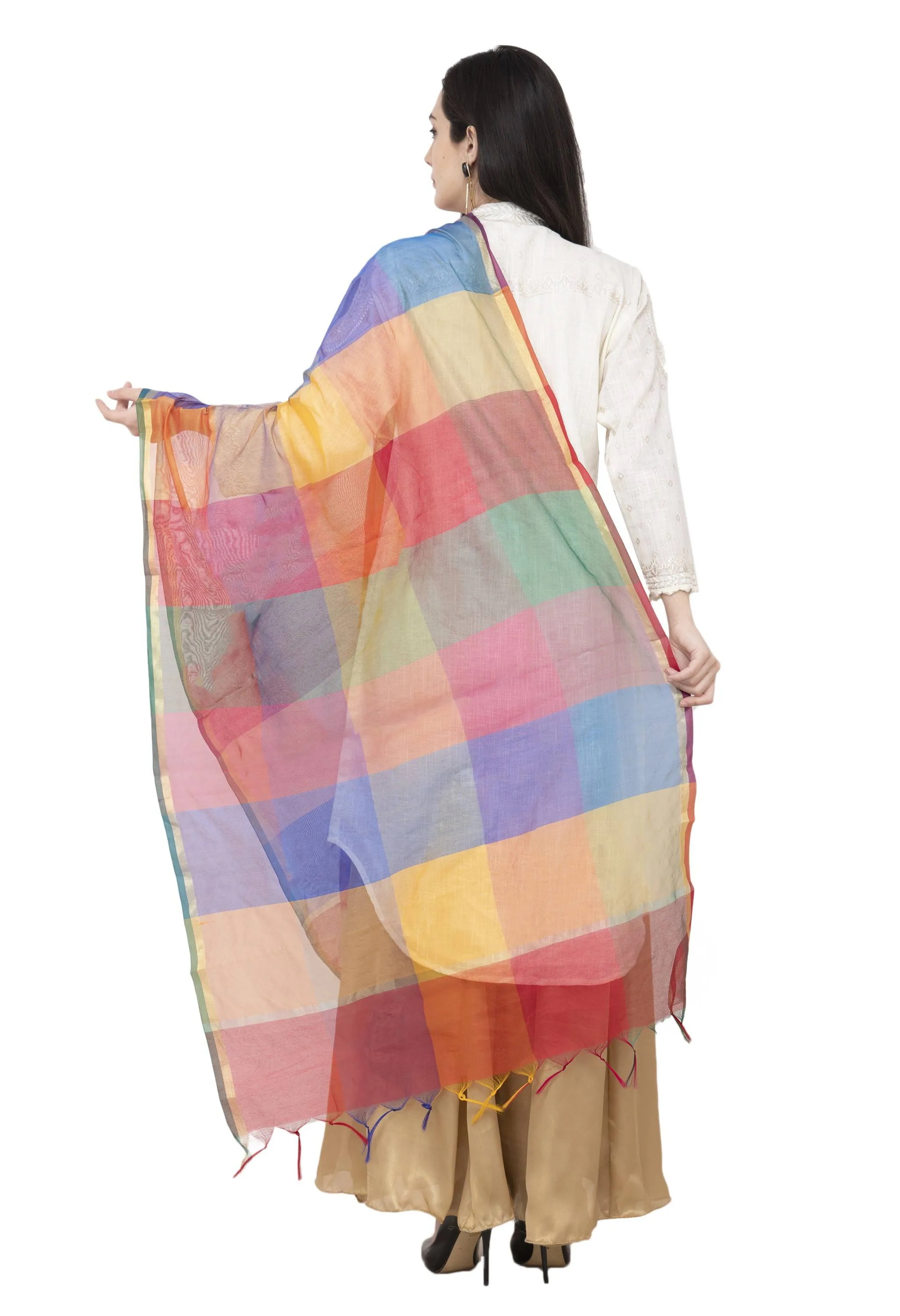 A R SILK Golden Color Fancy Silk Dupattas and Chunnis