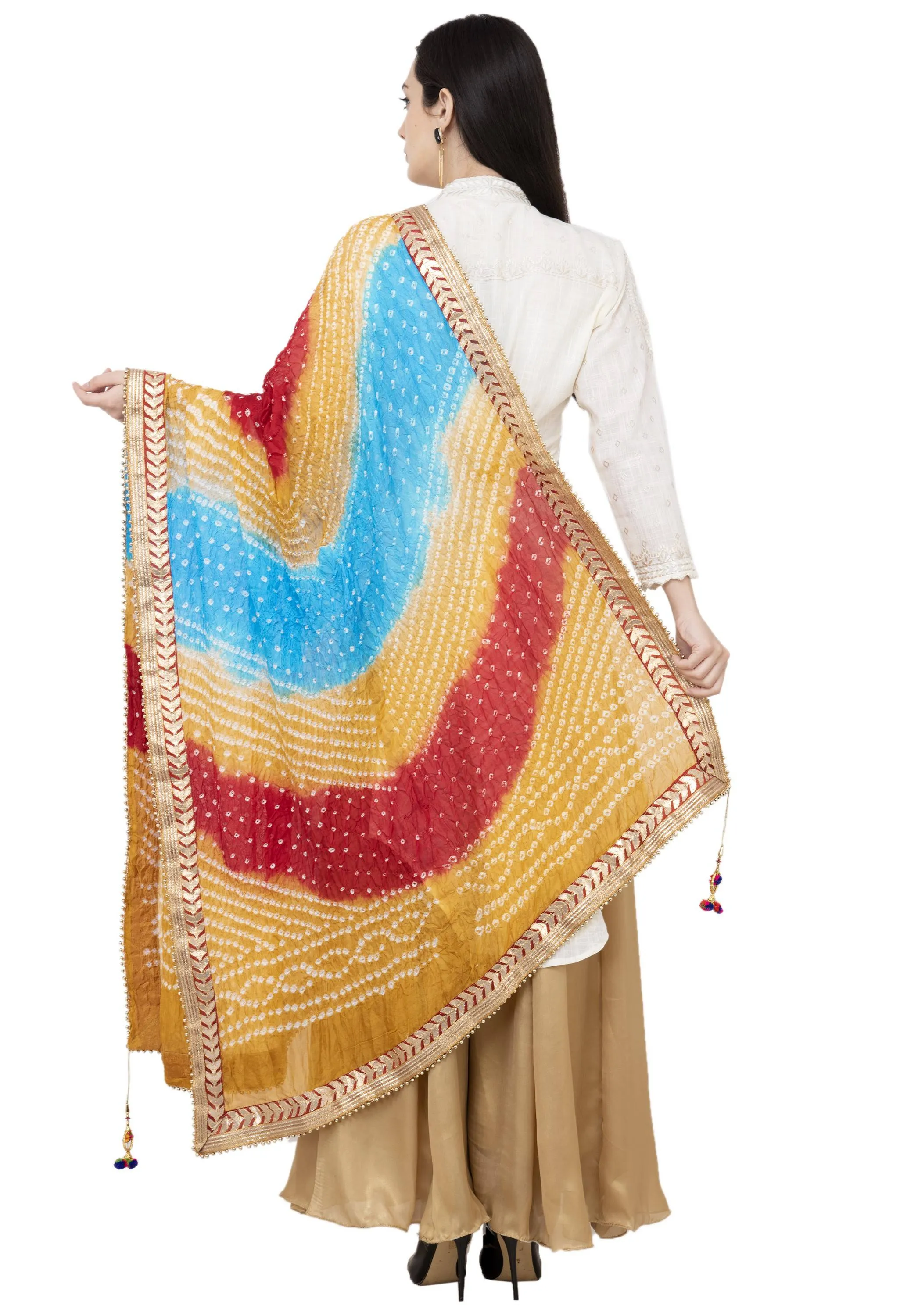 A R SILK Golden Color Fancy Silk Dupattas and Chunnis