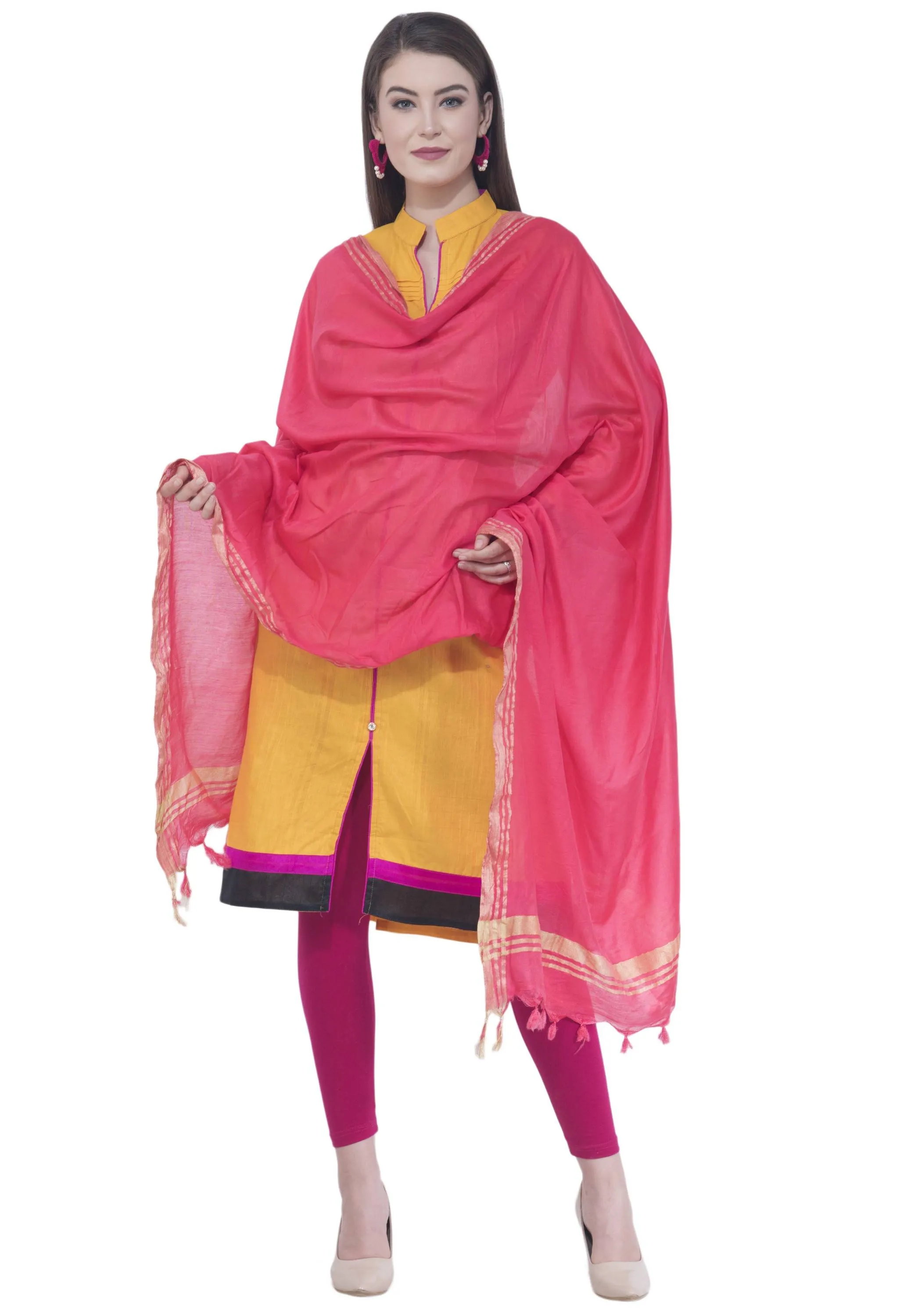 A R SILK Golden Color Fancy Silk Dupattas and Chunnis