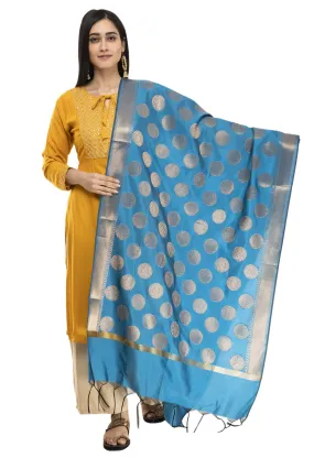 A R Silk Women's Tapeta Silk Zari Work Peacock Rama Banarsi Silk Dupatta ARS0401