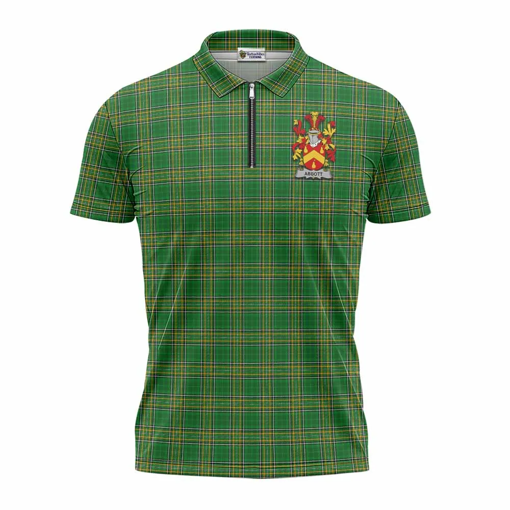 Abbott Irish Clan Tartan Zipper Polo Shirt with Coat of Arms