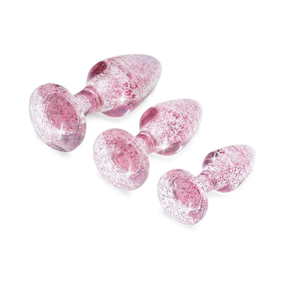 Adam & Eve Glitter Gem Butt Plug Set Pink