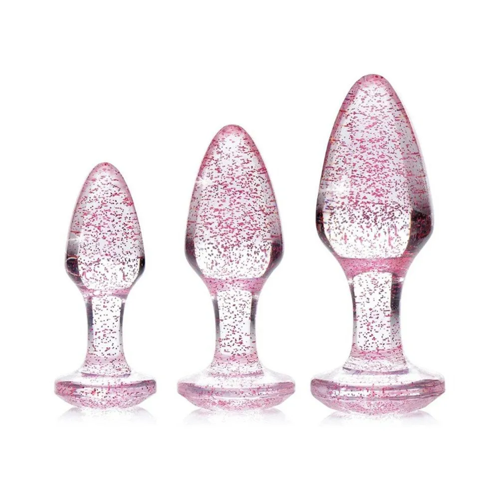 Adam & Eve Glitter Gem Butt Plug Set Pink