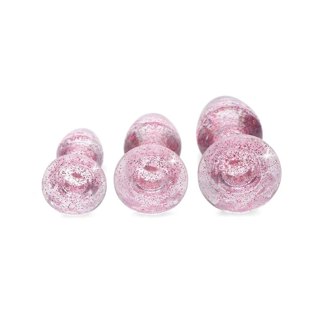 Adam & Eve Glitter Gem Butt Plug Set Pink