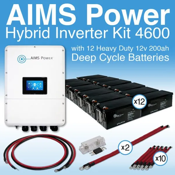 Aims Power KIT Hybrid Inverter Charger & Battery Bank 4.6 kW Inverter Output | 200 Amp Stored Battery Power - KITHY46BAT