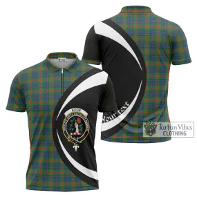 Aiton Tartan Zipper Polo Shirt with Family Crest Circle Style