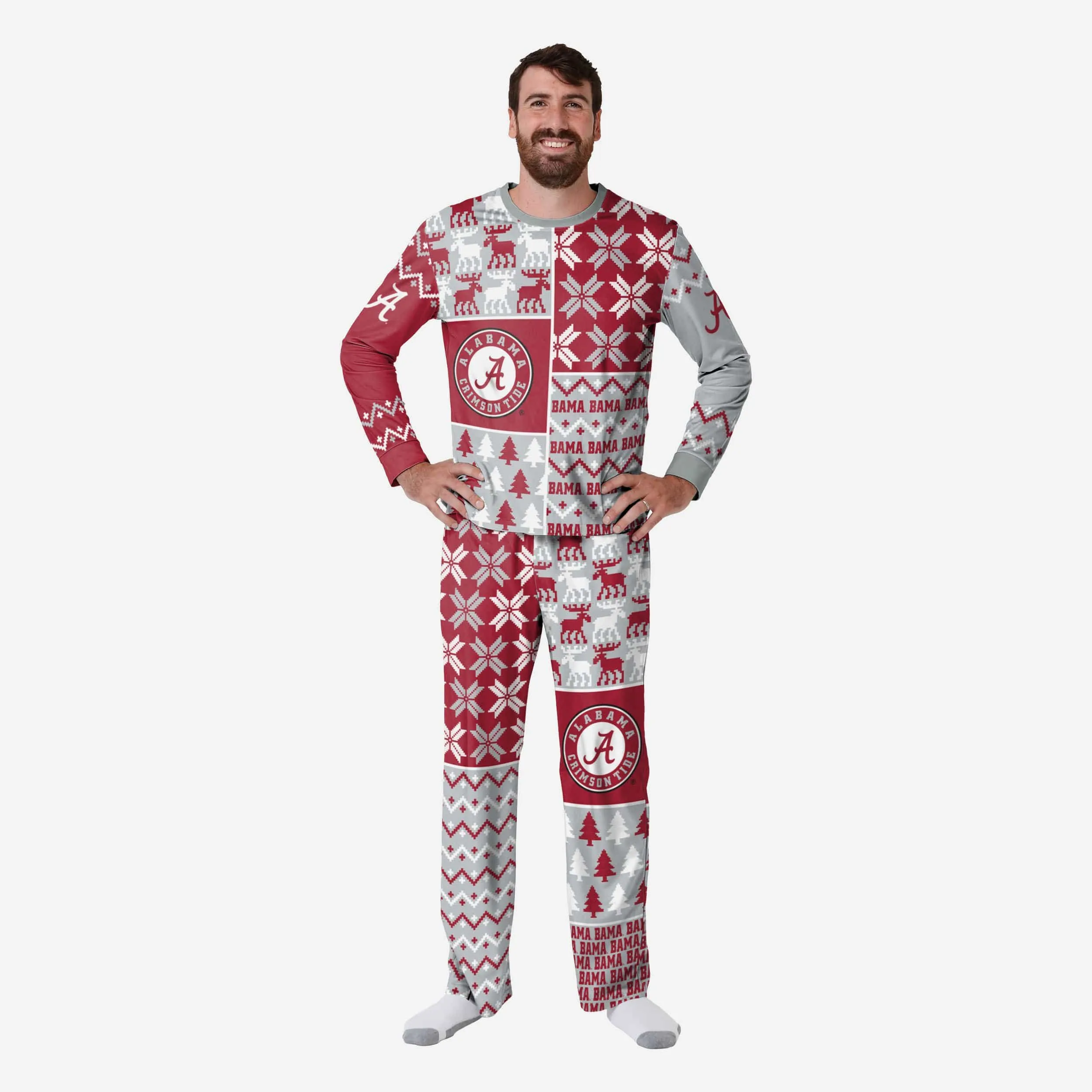 Alabama Crimson Tide Mens Busy Block Family Holiday Pajamas