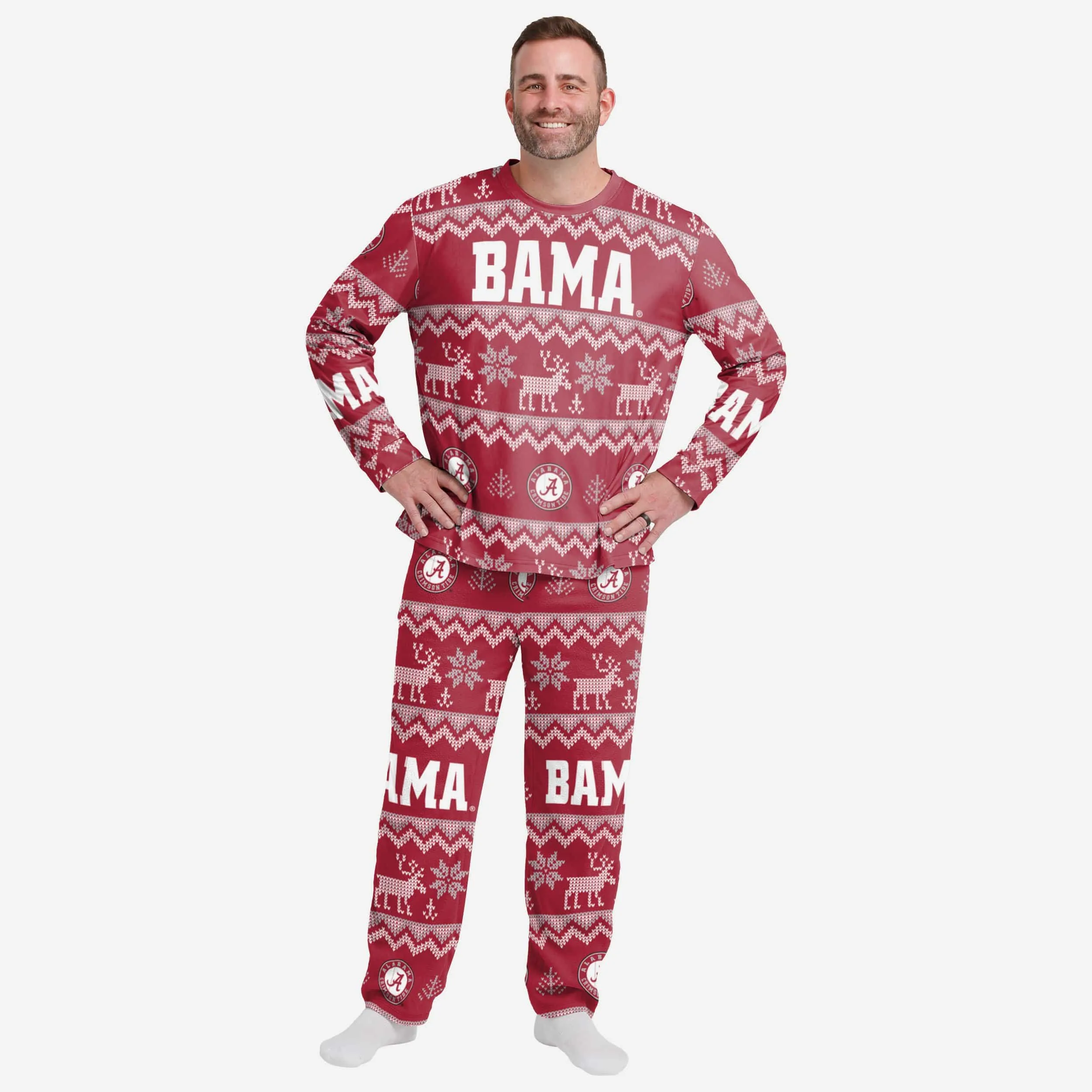 Alabama Crimson Tide Mens Ugly Pattern Family Holiday Pajamas