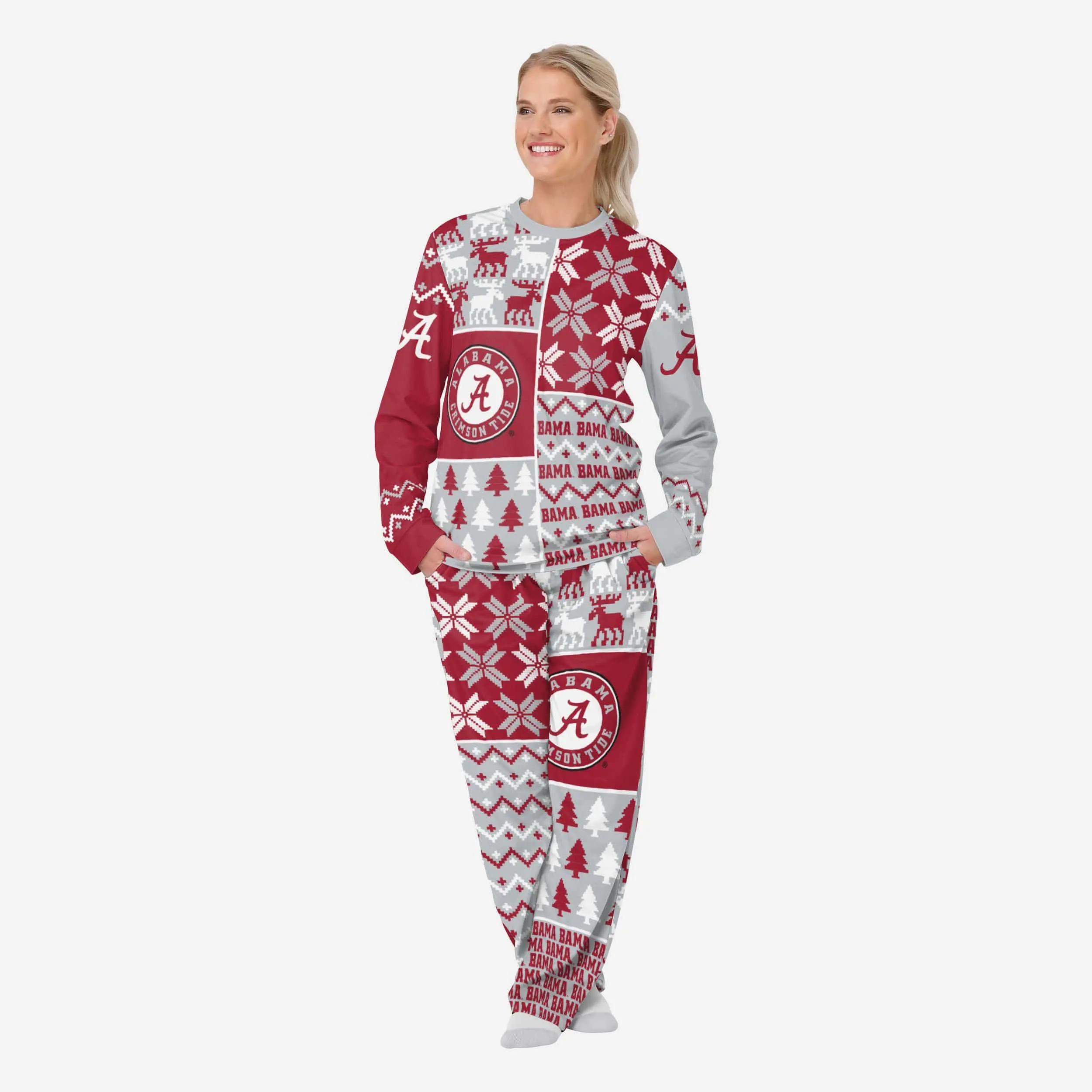 Alabama Crimson Tide Womens Busy Block Family Holiday Pajamas