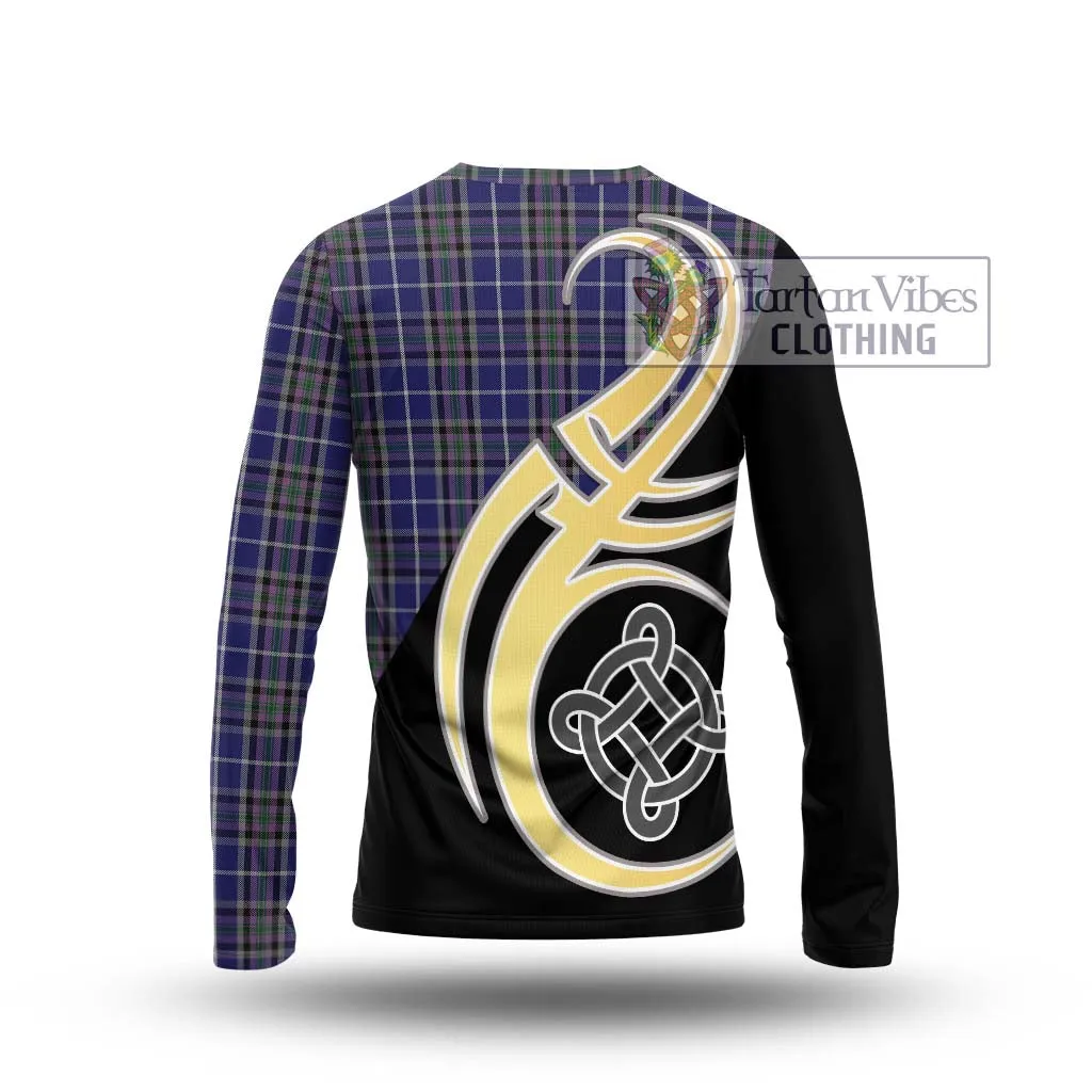 Alexander of Menstry Tartan Long Sleeve T-Shirt with Family Crest and Celtic Symbol Style