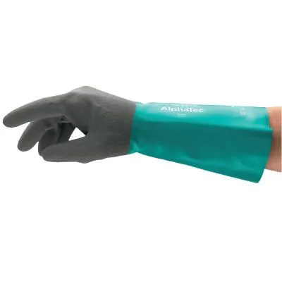 Ansell AlphaTec Gloves, 9, Black/Teal, 14 in, 123821