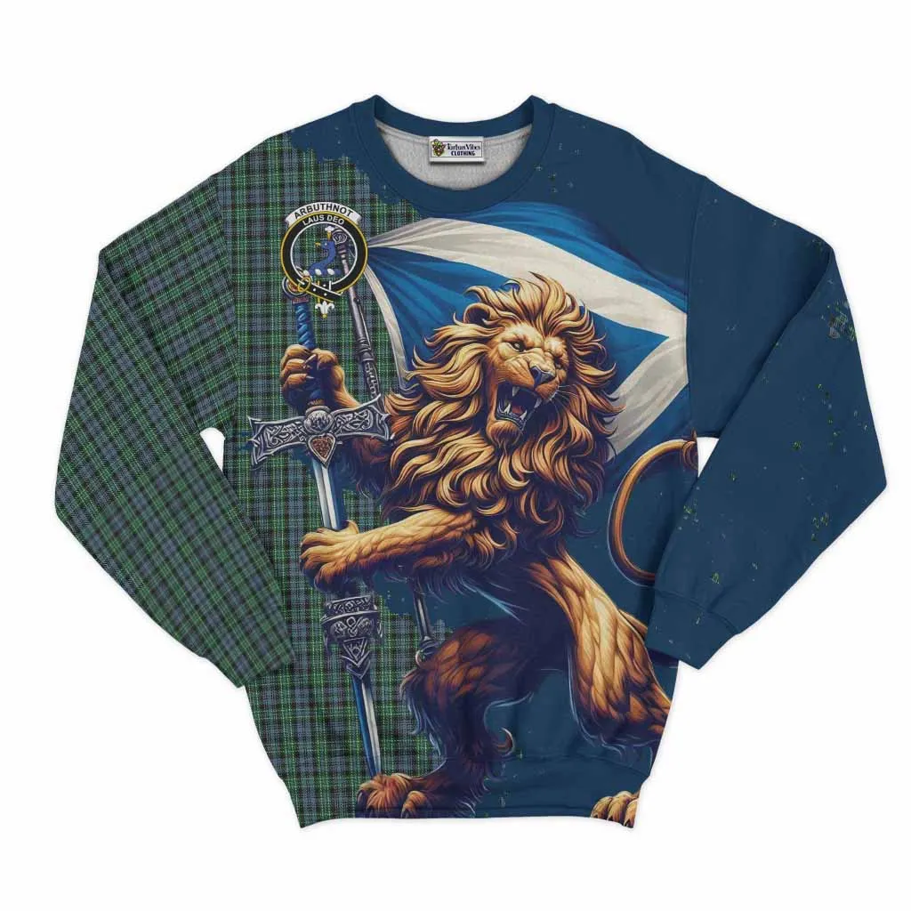 Arbuthnot Tartan Family Crest Sweatshirt with Scottish Majestic Lion