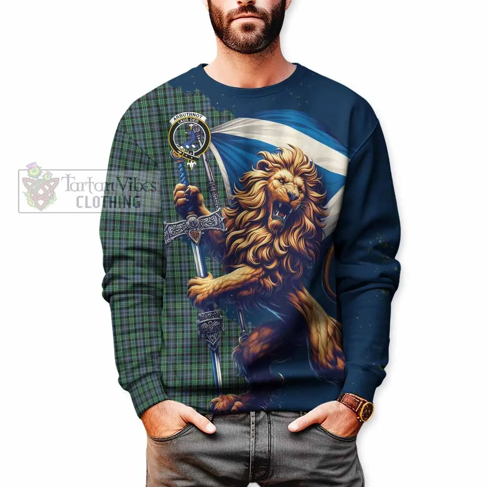 Arbuthnot Tartan Family Crest Sweatshirt with Scottish Majestic Lion