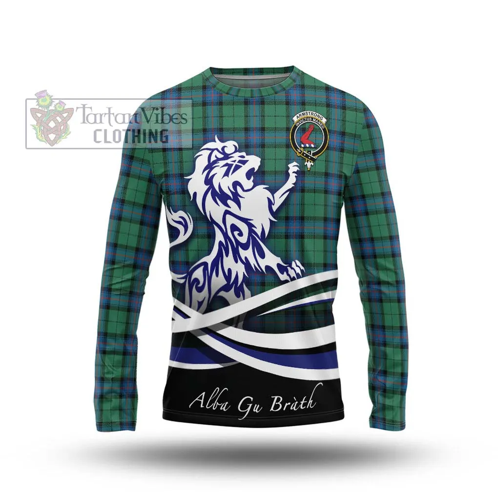 Armstrong Ancient Tartan Long Sleeve T-Shirt with Alba Gu Brath Regal Lion Emblem