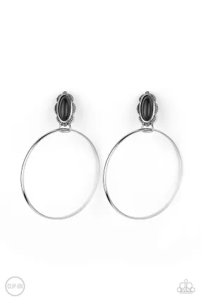 At Long LASSO Black Paparazzi Clip-On Earrings