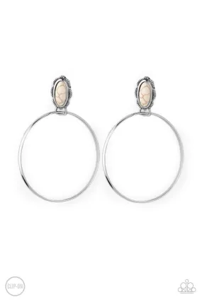 At Long LASSO White Paparazzi Clip-On Earrings