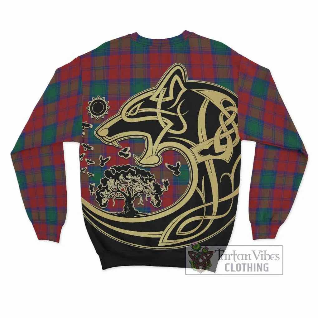 Auchinleck (Affleck) Tartan Sweatshirt with Family Crest Celtic Wolf Style