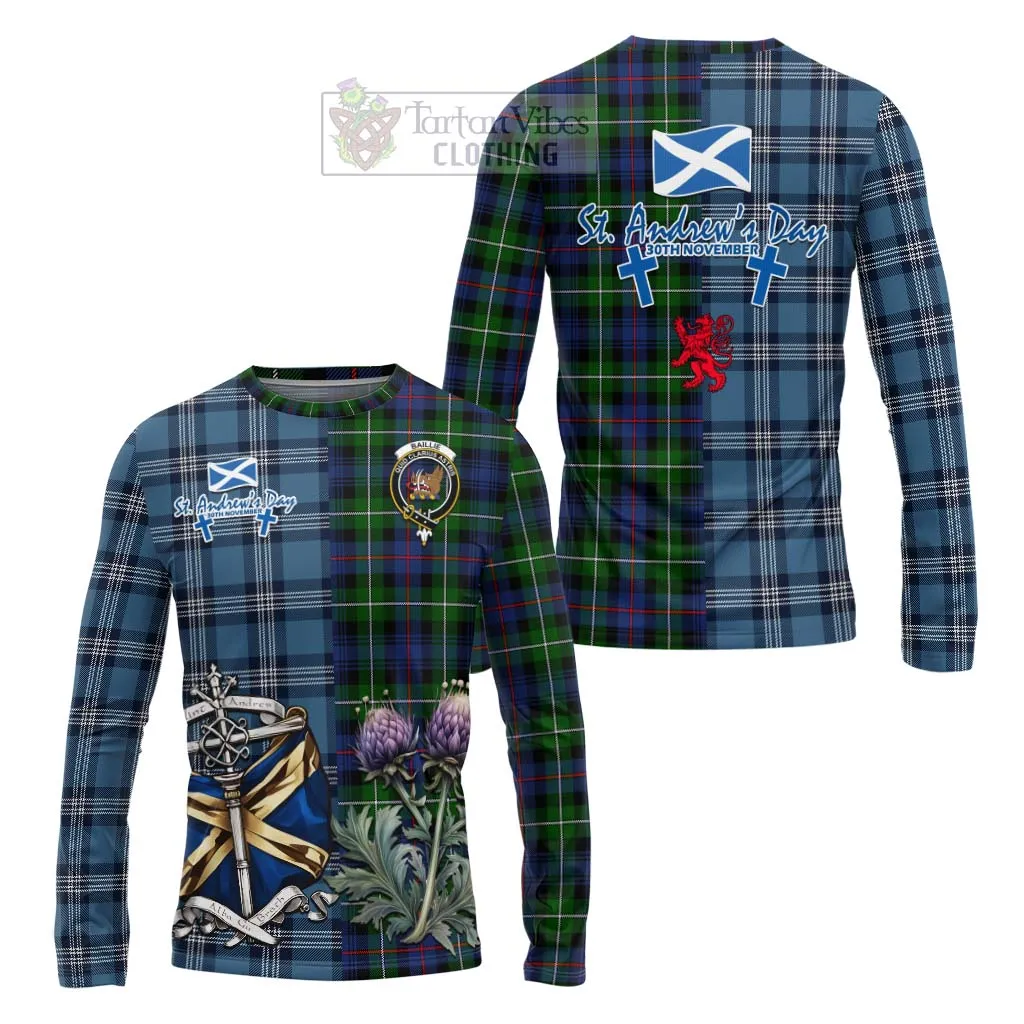 Baillie (Bailey) Tartan Long Sleeve T-Shirt Happy St. Andrew's Day Half Tartan Style