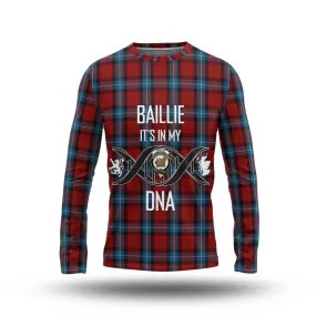 Baillie of Polkemmet Red Tartan Long Sleeve T-Shirt with Family Crest DNA In Me Style