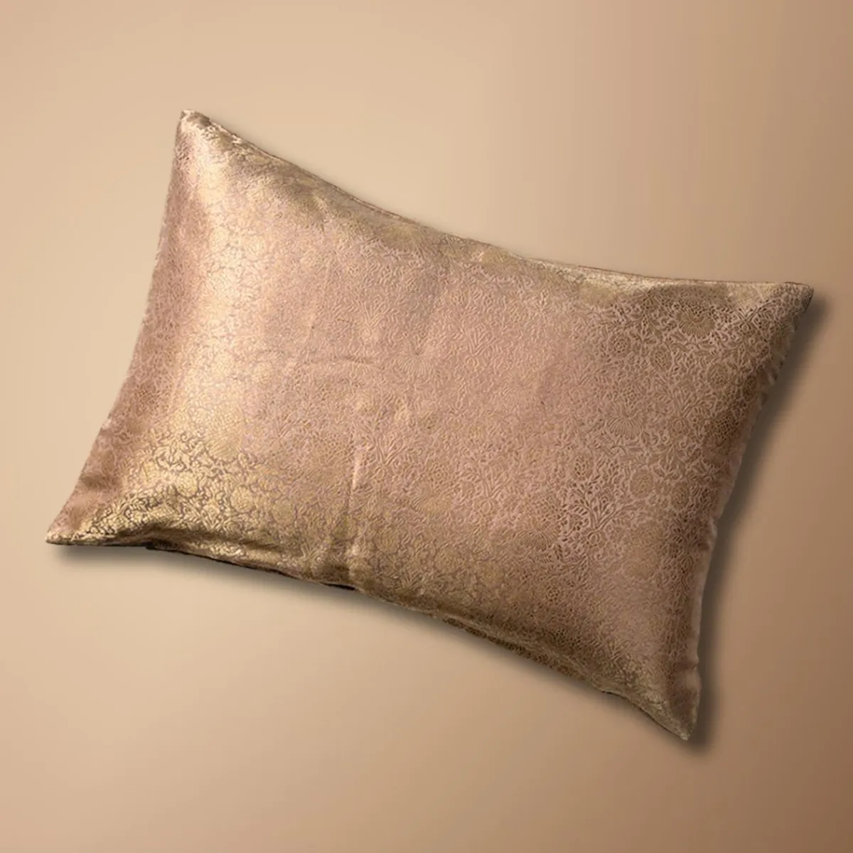 Banarasi Silk Cushion Cover in Blush-Pink and Gold