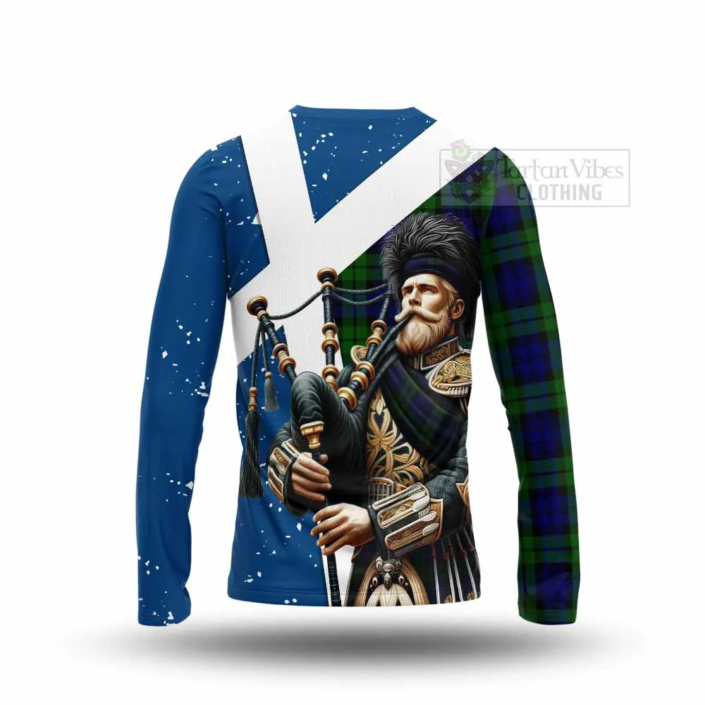 Bannatyne Tartan Long Sleeve T-Shirt with Family Crest Scottish Bagpiper Vibes