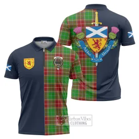 Baxter Modern Tartan Zipper Polo Shirt Alba with Scottish Lion Royal Arm Half Style