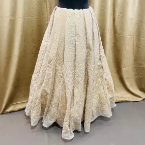 Beige Floral Sequins Embroidery Organza / 12 Kali