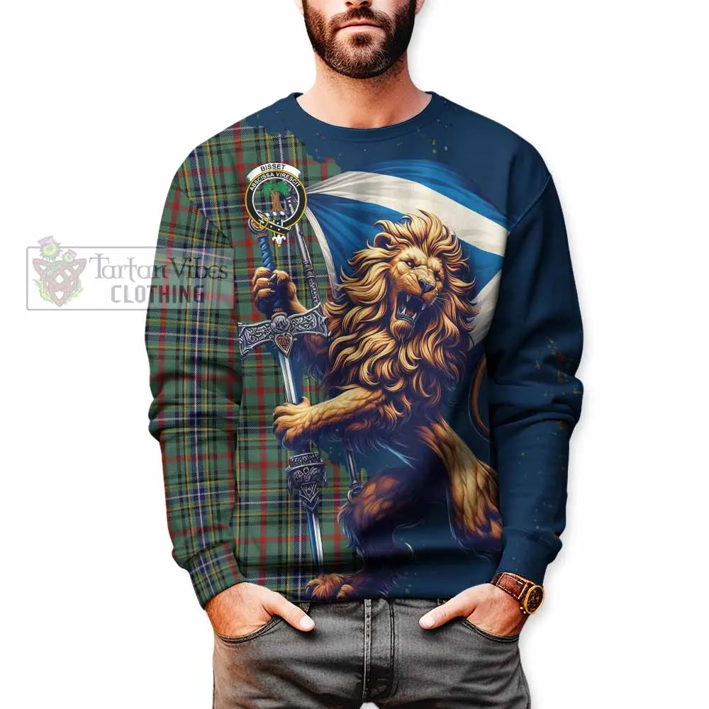 Bisset Tartan Family Crest Sweatshirt with Scottish Majestic Lion