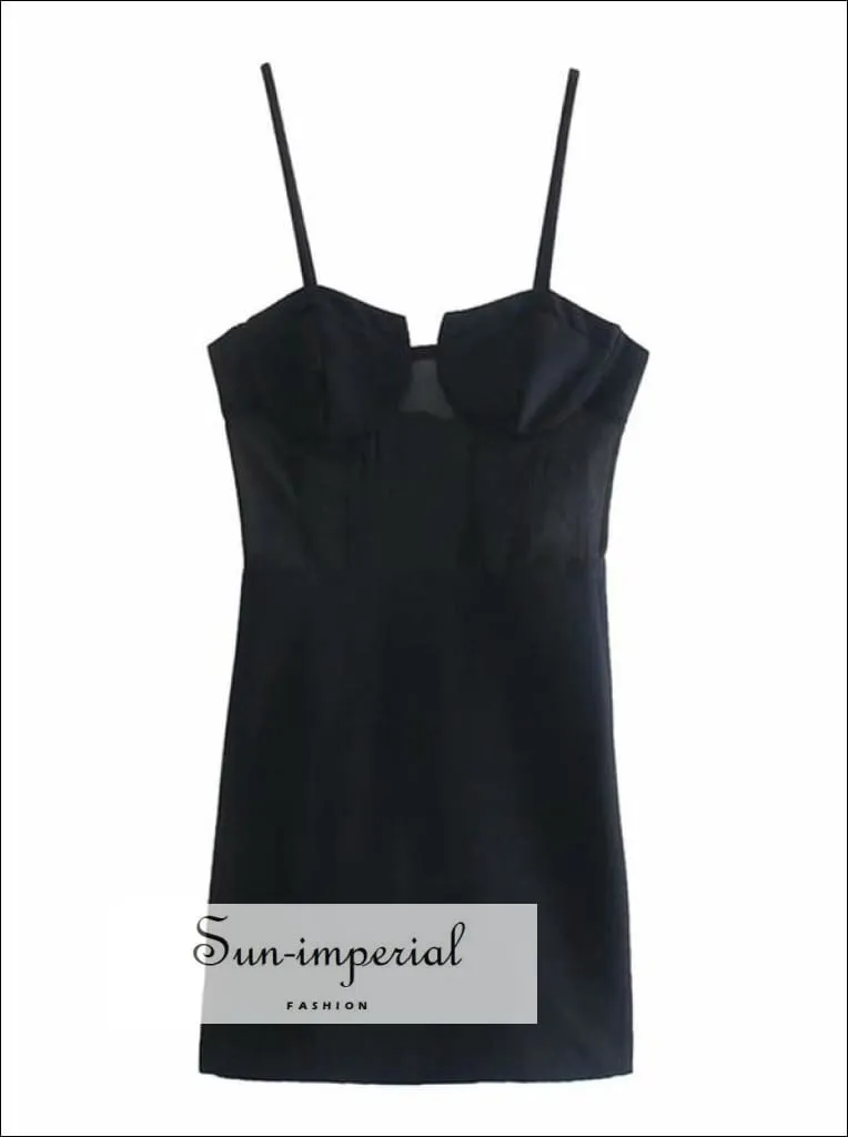 Black Bodycon Corset Style Cami Strap Mini Dress