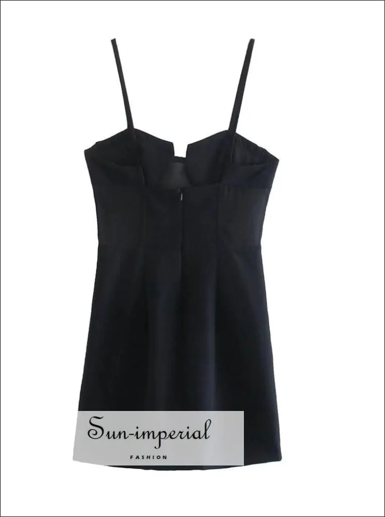 Black Bodycon Corset Style Cami Strap Mini Dress