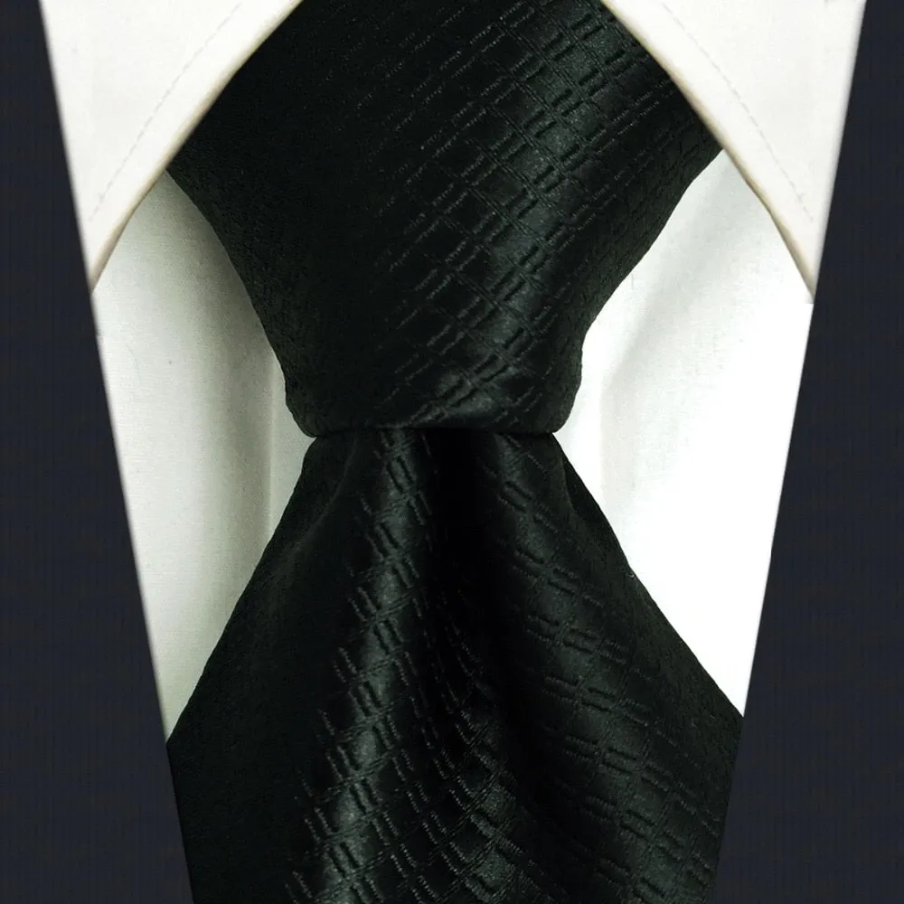 Black Silk Necktie & Handkerchief