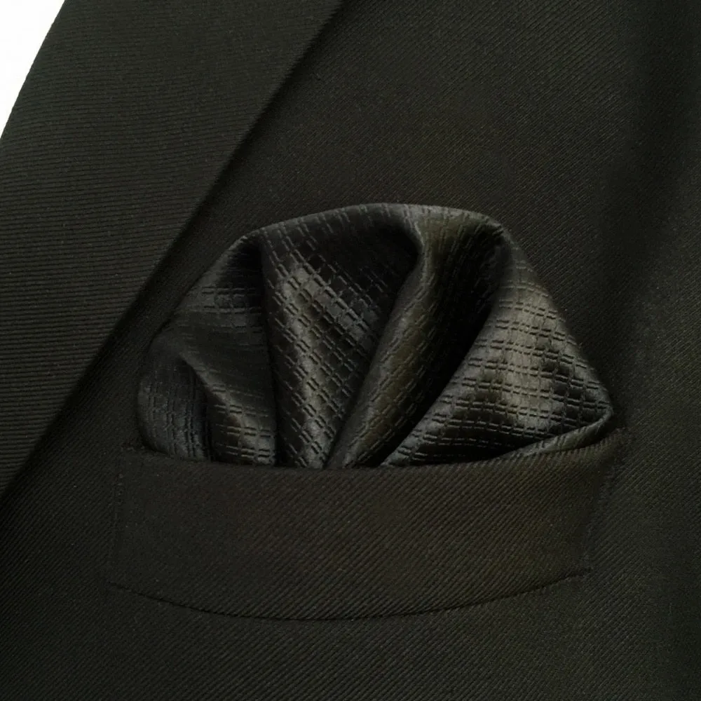 Black Silk Necktie & Handkerchief