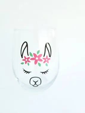 Blissful Alpaca Wine Glass