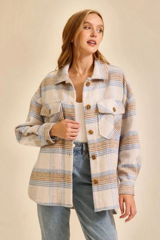 Blue Dream Big Soft Plaid Shacket