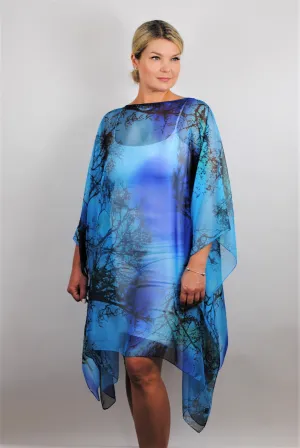 BLUE DREAMS 100% Silk Short Art-A-Porte Caftan