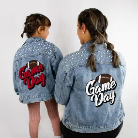 (Blue Pearl) Personalized Game Day Jean Jacket