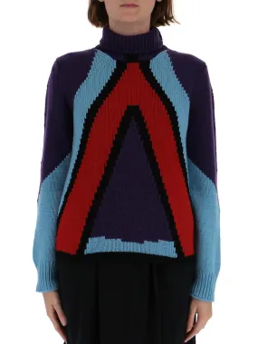 Bottega Veneta Geometric Panel Polo Neck Sweater