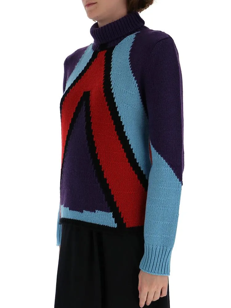 Bottega Veneta Geometric Panel Polo Neck Sweater