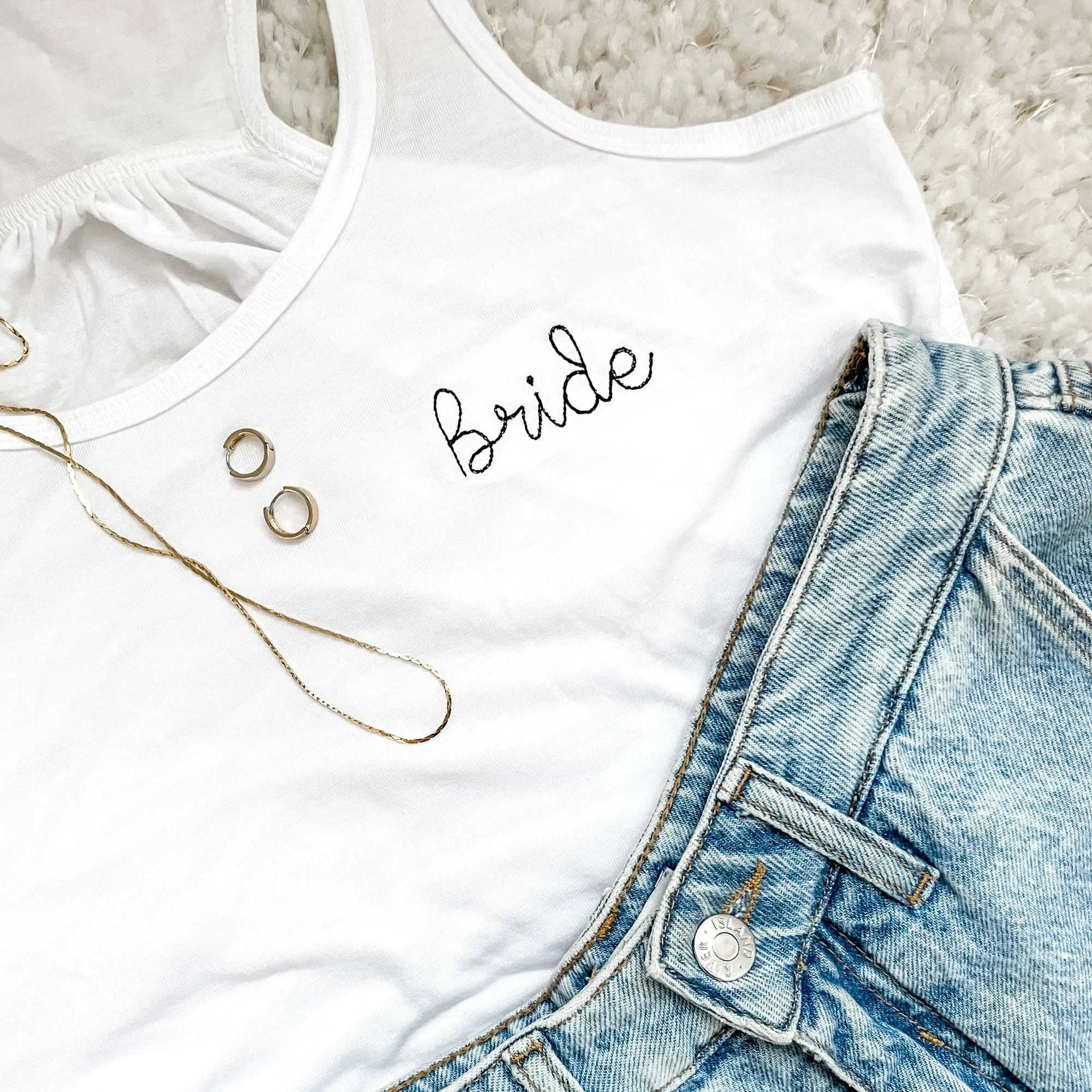 Bridal Eliza Script Embroidered Flowy Tank Top