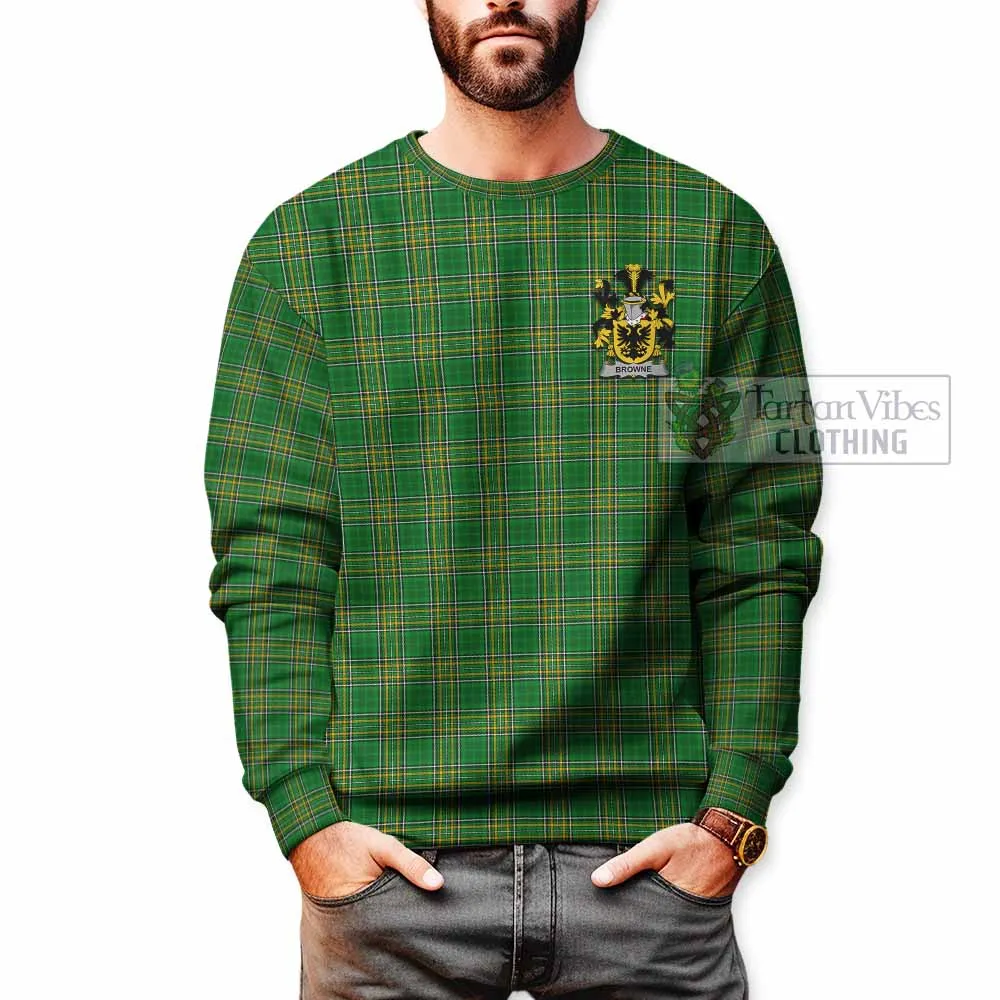 Browne Irish Clan Tartan Sweatshirt with Coat of Arms