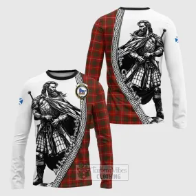 Bruce Tartan Clan Crest Long Sleeve T-Shirt with Highlander Warrior Celtic Style