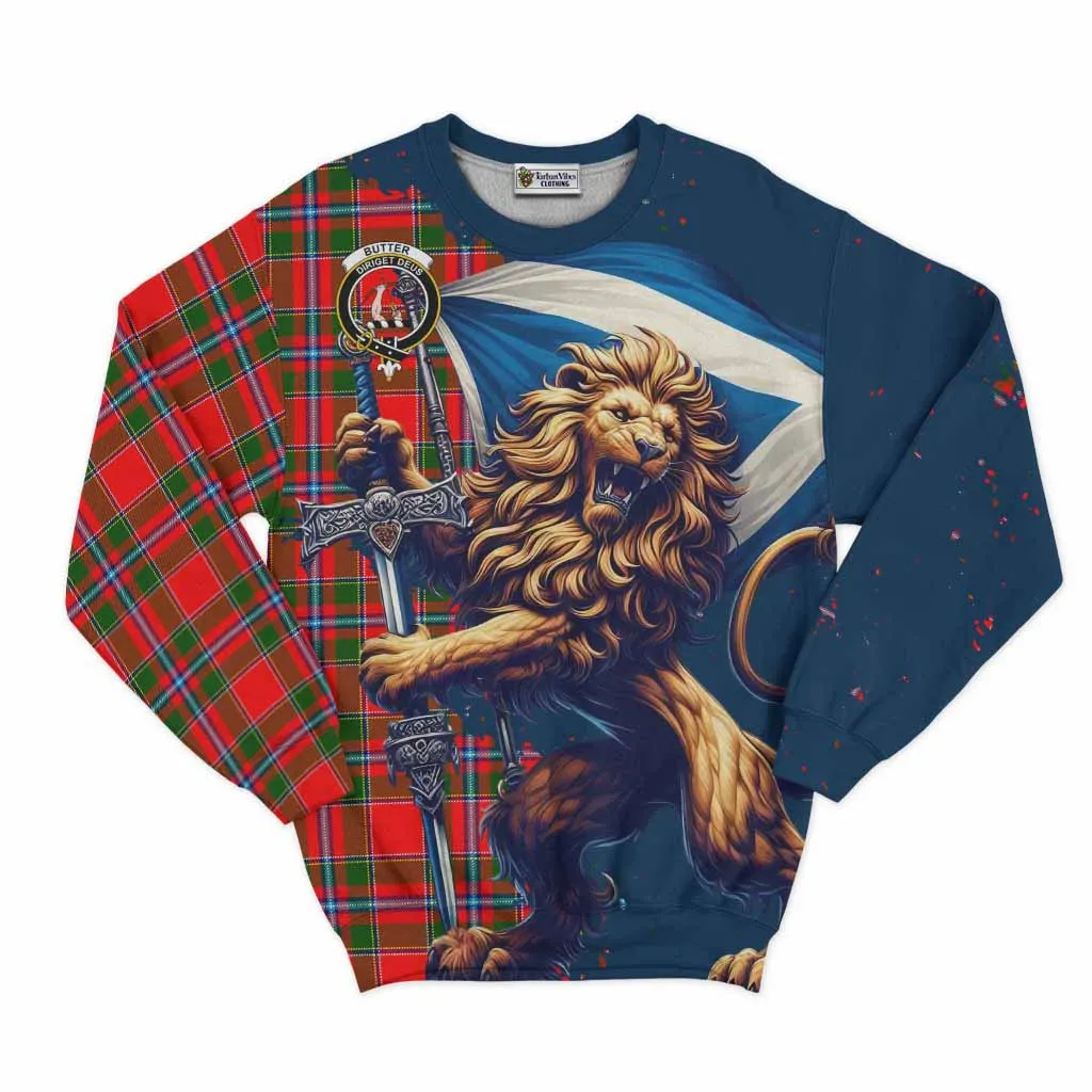 Butter Tartan Family Crest Sweatshirt with Scottish Majestic Lion