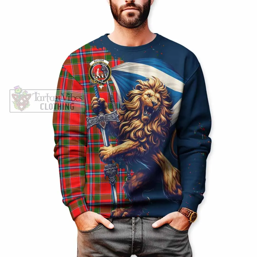 Butter Tartan Family Crest Sweatshirt with Scottish Majestic Lion