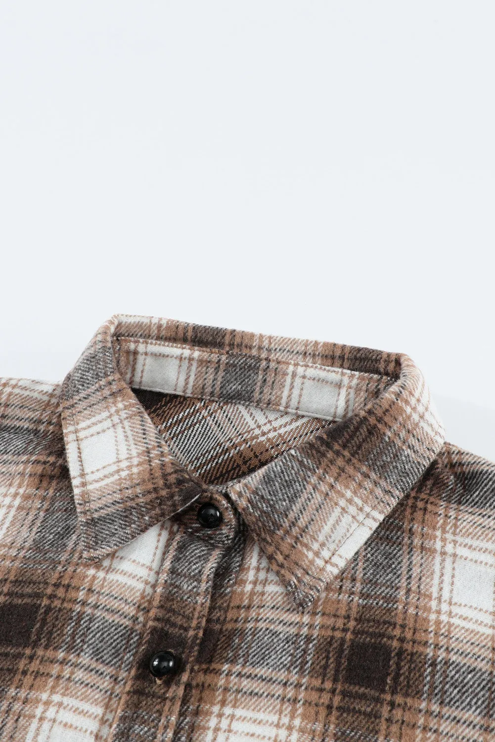 Button Up Collared Plaid Shirt for Women